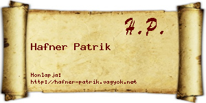 Hafner Patrik névjegykártya